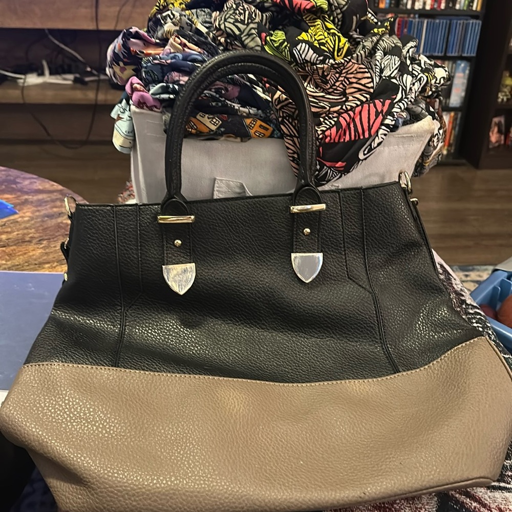 Just fab black /tan purse large size